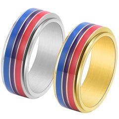**COI Titanium Gold Tone/Silver Step Edges Ring With Resin-7641BB