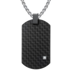 COI Black Titanium Pendant With Carbon Fiber and Cubic Zirconia-7671BB