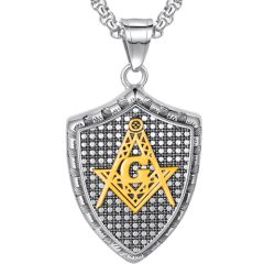 COI Titanium Black/Gold Tone/Silver/Gold Tone Silver Masonic Freemason Tag Pendant-7698BB