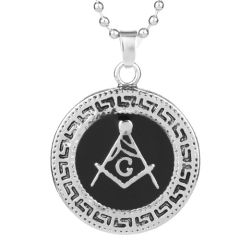 COI Titanium Black Silver Masonic Freemason Pendant-7703BB