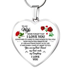 COI Titanium Gold Tone/Silver To My Wife I Love You Heart Pendant-7718BB