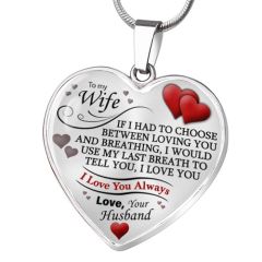 COI Titanium Gold Tone/Silver To My Wife I Love You Always Heart Pendant-7721BB