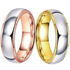 **COI Titanium Rose/Gold Tone Silver Step Edges Ring-7752BB