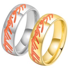 **COI Titanium Gold Tone/Silver Orange Lord Of Rings Ring Power-7753BB
