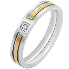 **COI Titanium Gold Tone Silver Endless Love Ring With Cubic Zirconia-7769BB