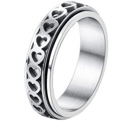 **COI Titanium Rotating Ring With Hearts-7815BB