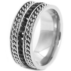 **COI Titanium Keychain Link Ring With Cubic Zirconia-7823BB
