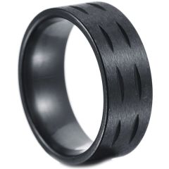 **COI Black Titanium Grooves Ring-7841BB