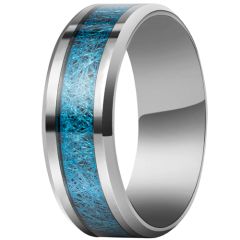 **COI Titanium Blue Meteorite Beveled Edges Ring-7876BB