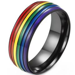 **COI Titanium Black/Gold Tone/Silver Rainbow Color Ring-7919BB
