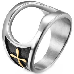 **COI Titanium Black Silver/Black Gold Tone Cross Can Opener-8011BB