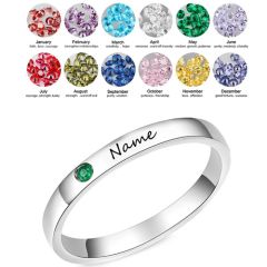 **COI Titanium Created Birth Stone Ring With Custom Name Engraving-8050BB