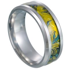 **COI Titanium Camo Beveled Edges Ring-8058BB