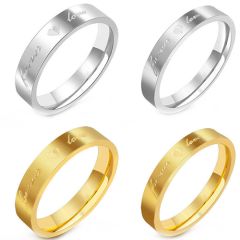 **COI Titanium Gold Tone/Silver Forever Love & Heart Pipe Cut Flat Ring-8129BB