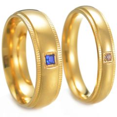 **COI Gold Tone Titanium Step Edges Ring With Cubic Zirconia-8153BB