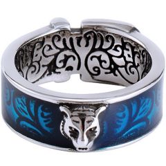 **COI Titanium Black Blue Silver Ring With Tiger-8164BB