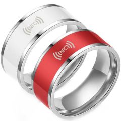 **COI Titanium Red/White Ceramic NFC Smart Ring-8174BB