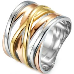 **COI Titanium Rose Gold Tone Silver Ring-8209BB