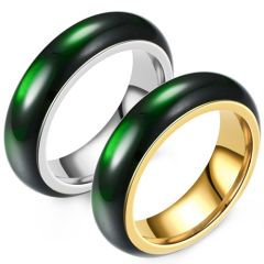 **COI Titanium Gold Tone/Silver Ring With Synthetic Jade-8237BB