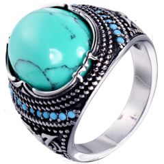 **COI Titanium Ring With Turquoise-8243BBB