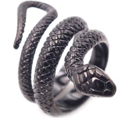 **COI Titanium Black/Gold Tone/Silver Snake Ring-8252BB