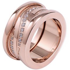 **COI Titanium Rose/Silver Ring With Cubic Zirconia-8273BB