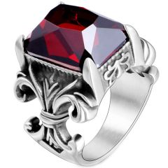 **COI Titanium Ring With Created Red Ruby-8284BB