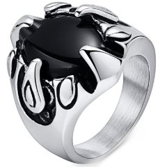 **COI Titanium Black Silver Ring With Black Onyx-8293BB