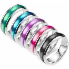 **COI Titanium Ring With Purple/Green/Blue/Black/Pink Resin-8298BB