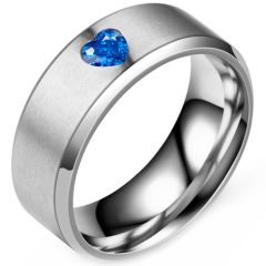 **COI Titanium Beveled Edges Ring With Created Blue Sapphire-8336BB