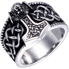 **COI Titanium Black Silver Hip Hop Ring-8373BB