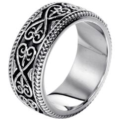 **COI Titanium Celtic Ring With Hearts-8384BB