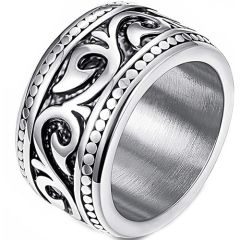 **COI Titanium Black Silver Celtic Ring-8407BB