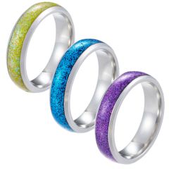**COI Titanium Dome Court Ring With Yellow/Purple/Blue Meteorite-8438BB