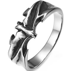 **COI Titanium Black Silver/Black Bat Man Ring-8452CC