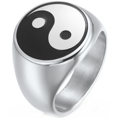 **COI Titanium Black/Silver Ying Yang Ring-8453CC