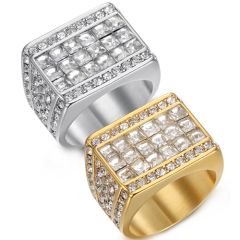**COI Titanium Gold Tone/Silver Ring With Cubic Zirconia-8456BB