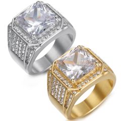 **COI Titanium Gold Tone/Silver Ring With Cubic Zirconia-8457BB