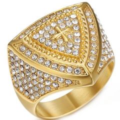**COI Titanium Gold Tone/Silver Ring With Cubic Zirconia-8460BB