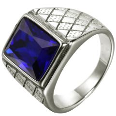 **COI Titanium Grooves Ring With Blue/Red/Green/White/Purple/Black Cubic Zirconia-8464BB