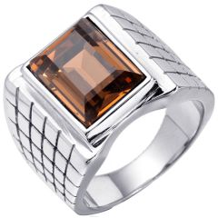 **COI Titanium Gold Tone/Silver Grooves Ring With Tiger Eye-8465BB