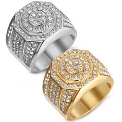 **COI Titanium Gold Tone/Silver Ring With Cubic Zirconia-8472BB