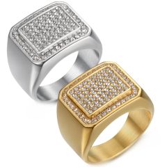 **COI Titanium Gold Tone/Silver Ring With Cubic Zirconia-8474BB