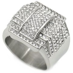 **COI Titanium Gold Tone/Silver Ring With Cubic Zirconia-8476BB