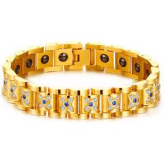 COI Gold Tone Titanium Cubic Zirconia Bracelet With Steel Clasp(Length: 8.26 inches)-8495BB