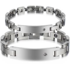 COI Titanium Cubic Zirconia Bracelet With Steel Clasp(Length: 8.26 inches)-8498BB