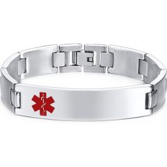 COI Titanium Medical Alert Bracelet With Steel Clasp(Length: 8.26 inches)-8507BB