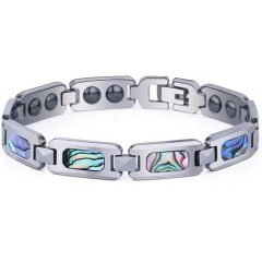 COI Titanium Abalone Shell Bracelet With Steel Clasp(Length: 8.46 inches)-8510BB