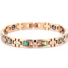 COI Rose Titanium Abalone Shell Cubic Zirconia Bracelet With Steel Clasp(Length: 8.07 inches)-8511BB