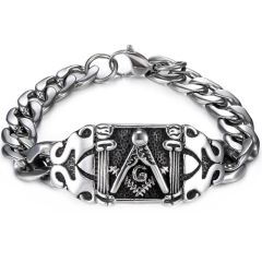 COI Titanium Masonic Bracelet With Steel Clasp(Length: 8.26 inches)-8516BB